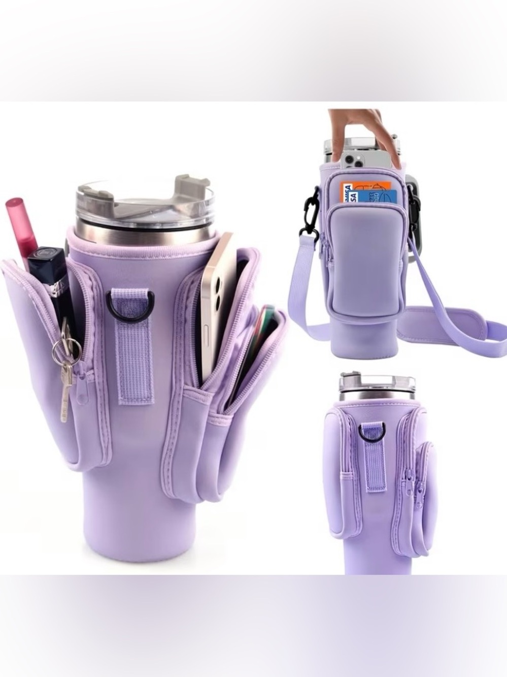 Amazon Lavender Multi-Pocket Bottle and Phone Crossbody